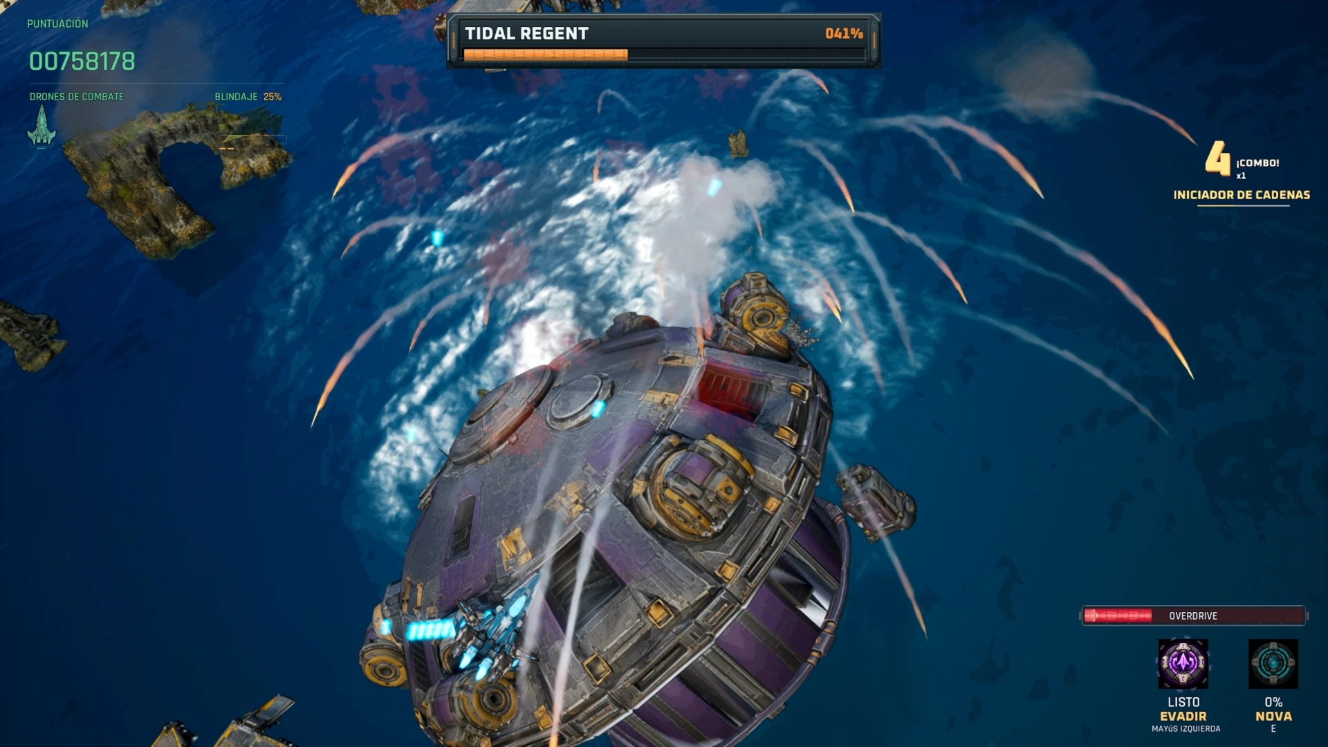 The camera turns around Tidal Regent during the change of scrolling direction.