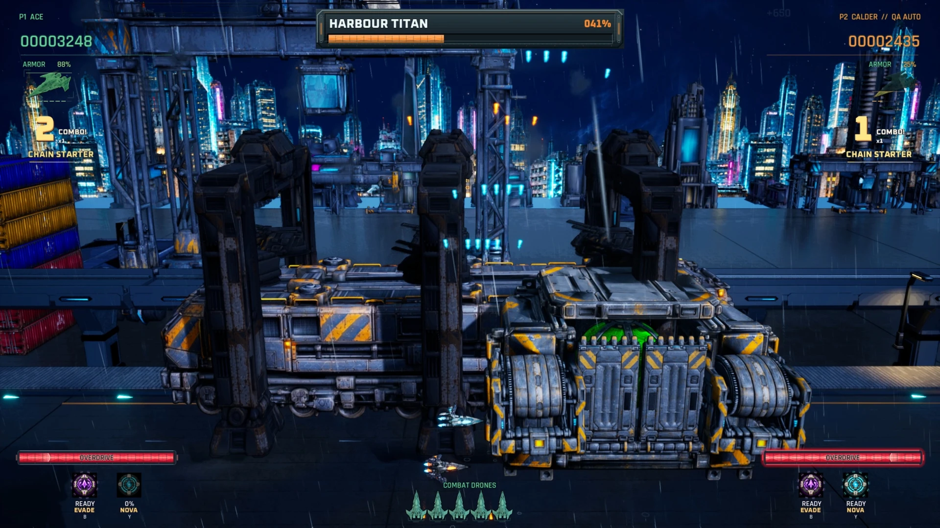 The camera approaches Harbour Titan during the transition.